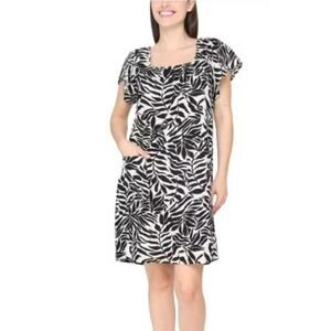 Women's Linen Blend Mini Dress Square Neckline Flutter Sleeves Resort Wear Boho